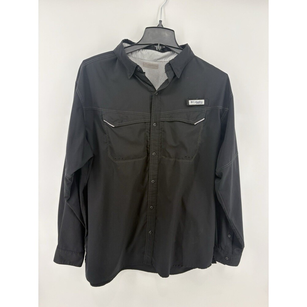 Columbia Men’s PFG Tamiami Black Long Sleeve Button Up Shirt Omni-Shade Size XL